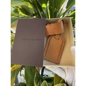 Louis Vuitton Vachetta Leather Luggage Tag and Poignet with Box Authentic